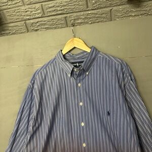 Ralph Lauren Shirt Mens Size 2XB Blue Plaid Oxford Button Up Long Sleeve Preppy